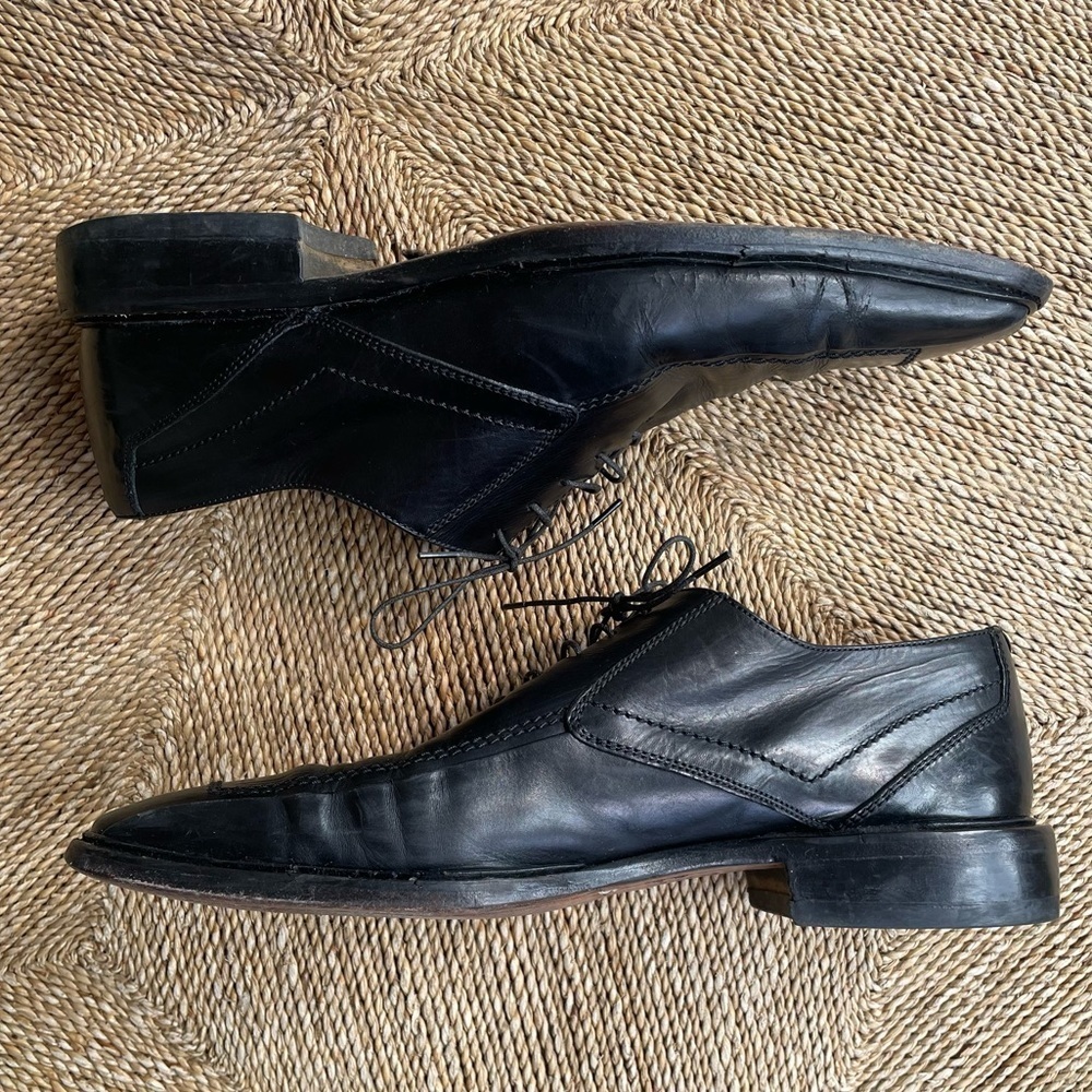Heyraud Mens Black Leather mSquare Toe Oxford Lace Up Dress Shoe 5575 Size 43